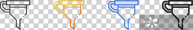 油漏斗图标，细线性渐变蓝色描边图片素材