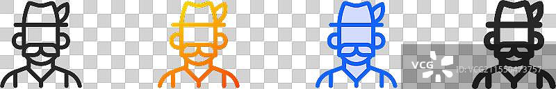 十月节图标，细线性渐变蓝色描边图片素材