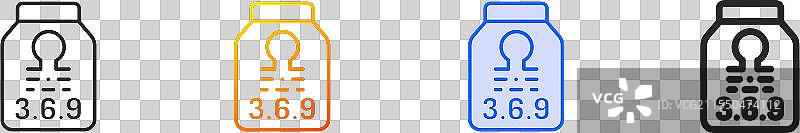 欧米伽图标，细线性渐变蓝色描边和图片素材