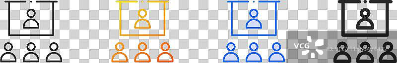 在线会议图标，细线性渐变蓝色图片素材