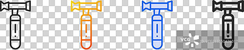 眼底镜图标，细线性渐变蓝色图片素材
