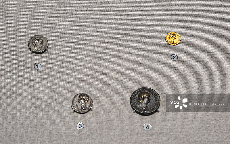 安东尼与奥帕特拉七世银币 哈德良金币 奥古斯都银币 尼禄铜币 日本平山郁夫丝绸之路美术馆图片素材