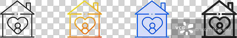孤儿院图标，细线性渐变蓝色描边图片素材