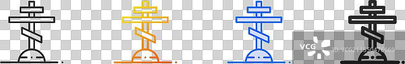 东正教图标，细线性渐变蓝色描边和图片素材