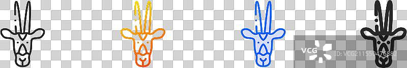 狩猎羚羊图标，细线性渐变蓝色描边图片素材