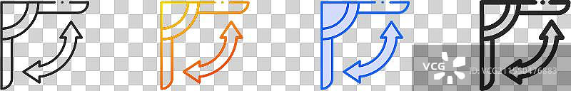 振荡图标，细线性渐变蓝色描边图片素材