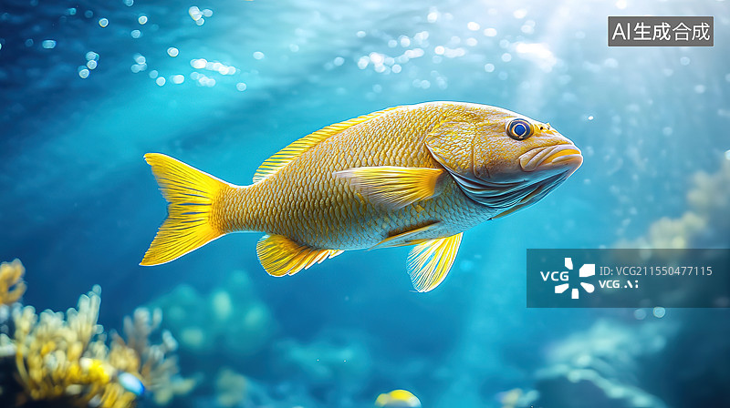 【AI数字艺术】海里野生大黄鱼插图图片素材