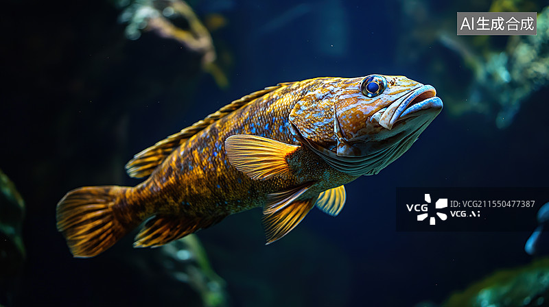 【AI数字艺术】海底石斑鱼插图图片素材