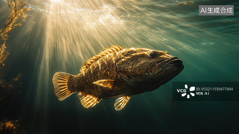 【AI数字艺术】海底石斑鱼插图图片素材