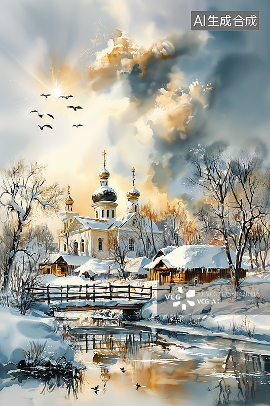 【AI数字艺术】俄罗斯冬季风光图片素材