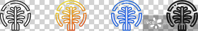 棕榈岛图标，细线性渐变蓝色图片素材