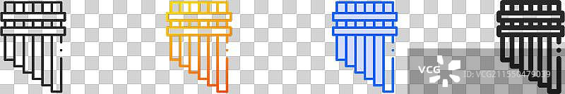 排箫图标，细线性渐变蓝色描边图片素材