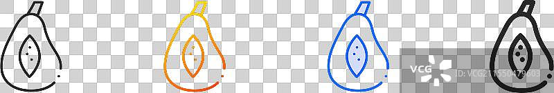 木瓜图标，细线性渐变蓝色描边图片素材