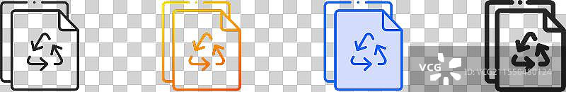 纸张回收图标，细线性渐变蓝色图片素材