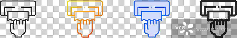 纸巾图标，细线性渐变蓝色描边图片素材