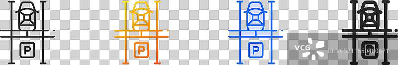 停车场图标，细线性渐变蓝色描边图片素材