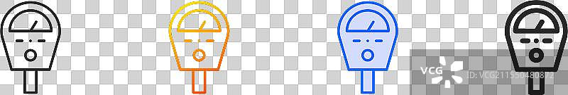 停车计时器图标，细线性渐变蓝色图片素材