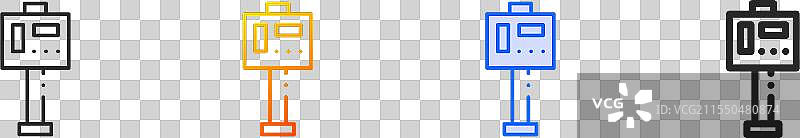 停车计时器图标，细线性渐变蓝色图片素材