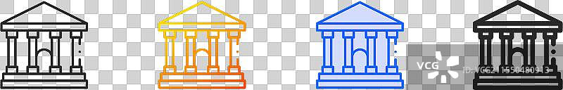 议会图标，细线性渐变蓝色描边图片素材