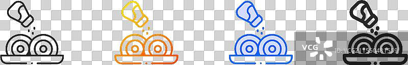 意大利面图标，细线性渐变蓝色描边和图片素材