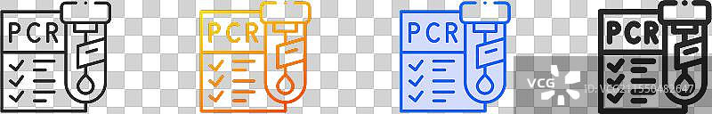 PCR检测图标，细线性渐变蓝色描边和图片素材