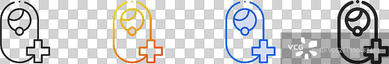 儿科图标，细线性渐变蓝色描边图片素材