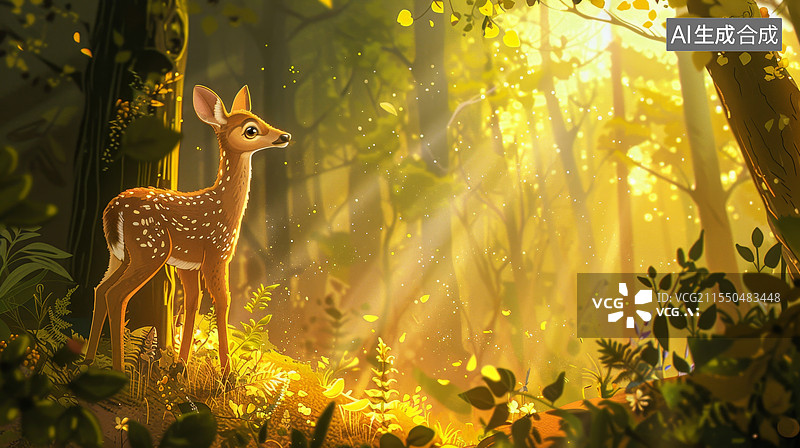 【AI数字艺术】一只可爱的梅花鹿图片素材