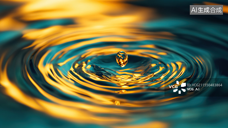 【AI数字艺术】蓝色背景下抽象图案的特写镜头水滴特写镜头图片素材