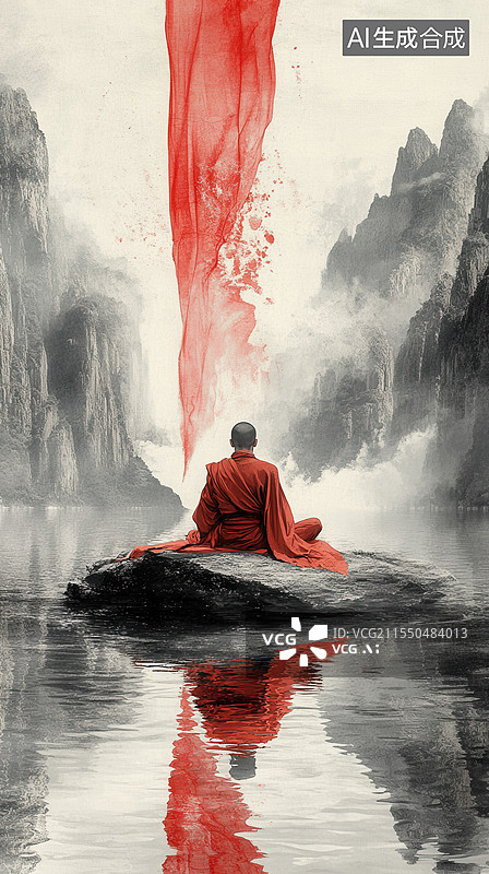 【AI数字艺术】中国风禅意水墨背景图片素材