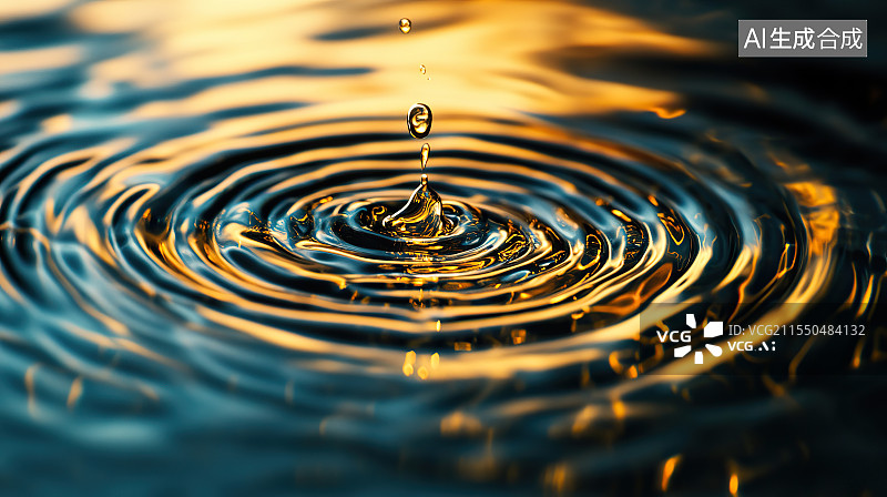 【AI数字艺术】蓝色背景下抽象图案的特写镜头水滴特写镜头图片素材