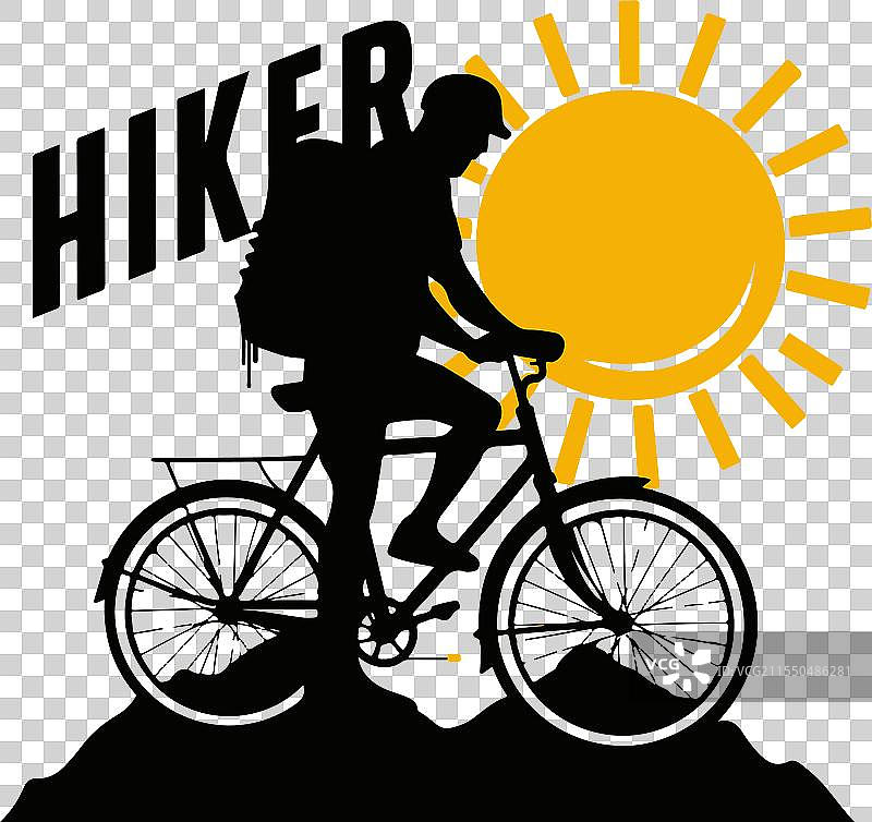 一款带有复古自行车的T恤设计图片素材