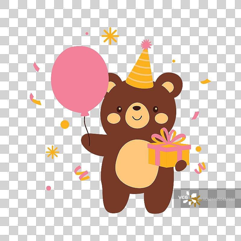 可爱的泰迪熊玩偶角色庆祝图片素材