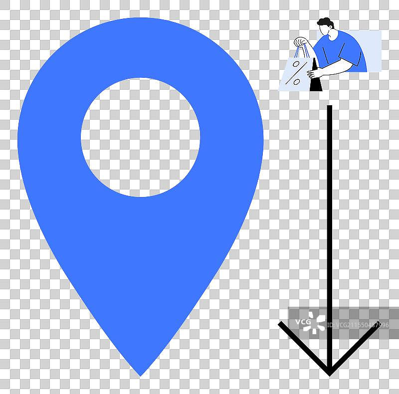 带有购物概念和向下箭头的位置标记图片素材