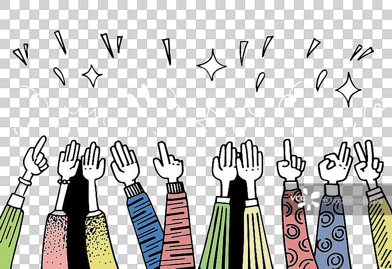 五彩缤纷的手掌鼓掌插图图片素材