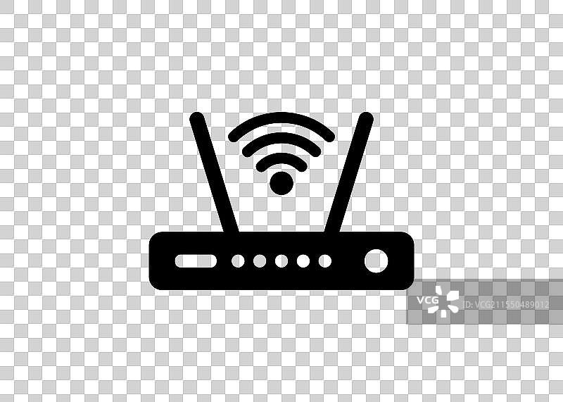 WiFi路由器图标，带有WiFi信号图标的调制解调器图片素材