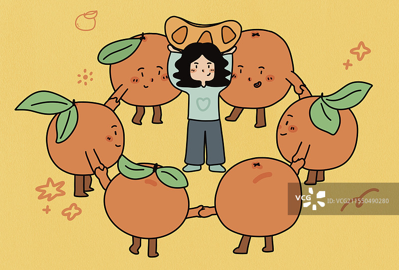 大吉大利女孩橘图片素材