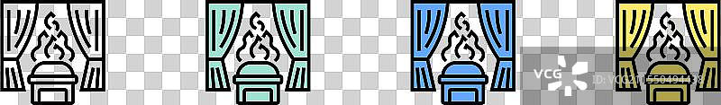 火化图标轮廓，绿色、蓝色和黄色图片素材