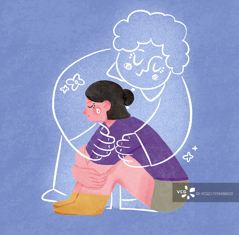 女孩思念外婆图片素材