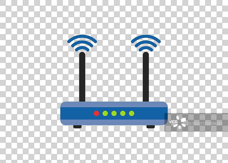 带有WiFi信号图标的调制解调器和WiFi路由器图标图片素材