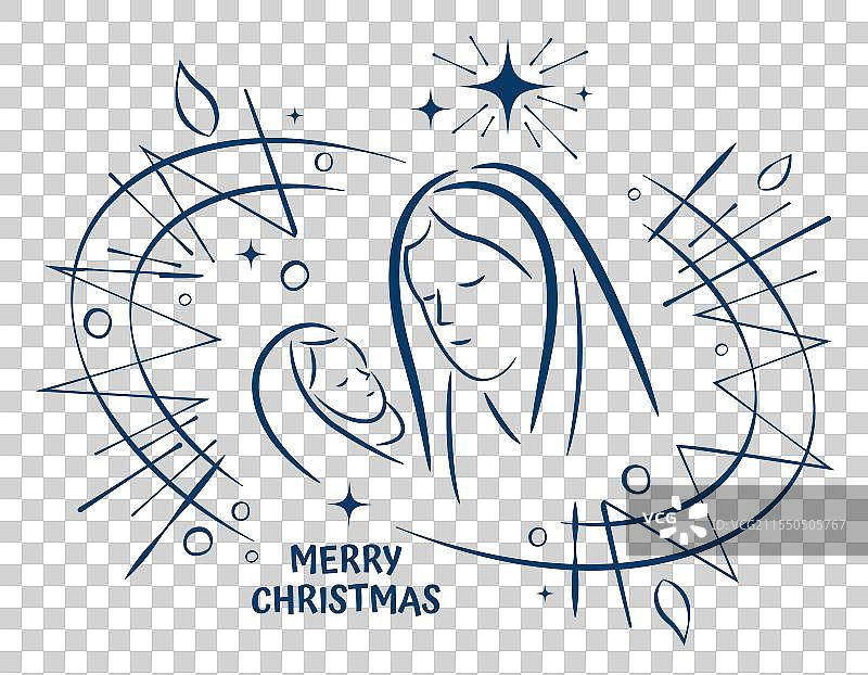 耶稣诞生场景，玛丽、约瑟和婴儿耶稣图片素材