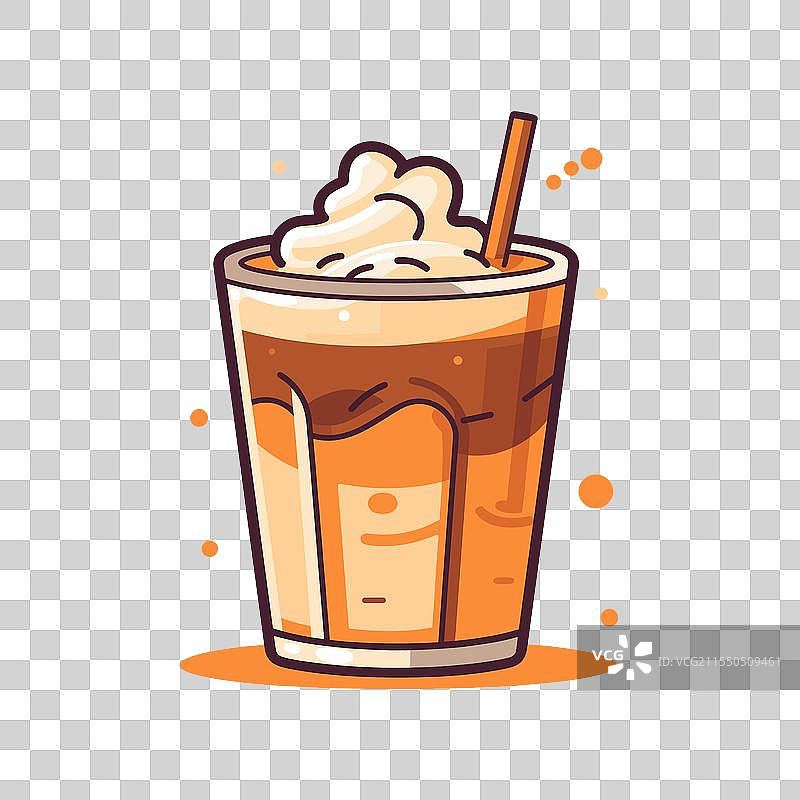 奶油泡沫装饰的冰咖啡饮品图片素材