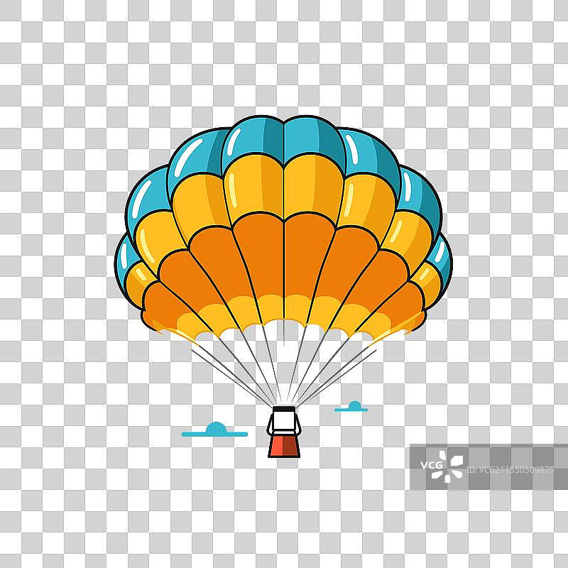 五彩斑斓的降落伞在晴朗的天空中滑翔图片素材