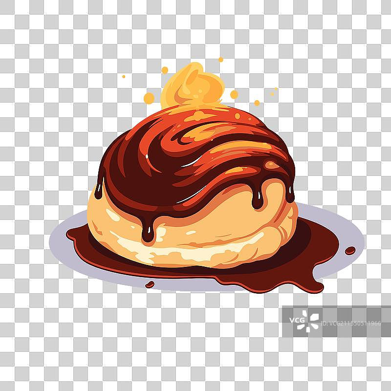 美味的甜点，配有巧克力糖衣和奶油。图片素材