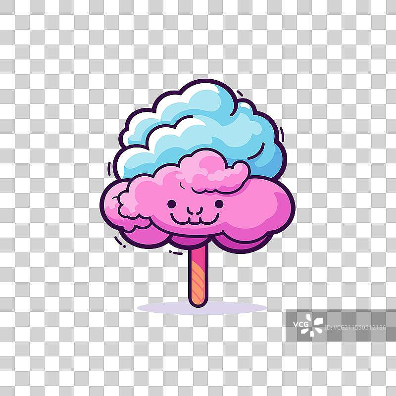 可爱的蓝粉色棉花糖角色图片素材