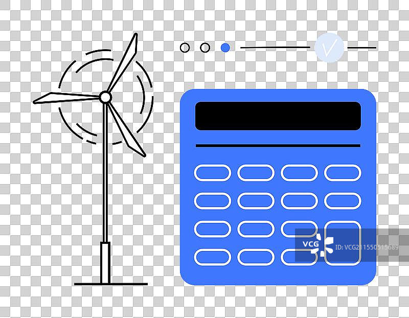 风力发电机和计算器，强调可再生能源图片素材