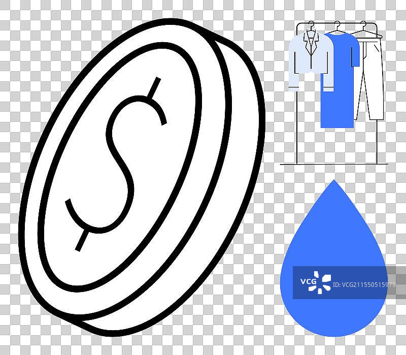 衣物护理费用的表示与美元符号图片素材