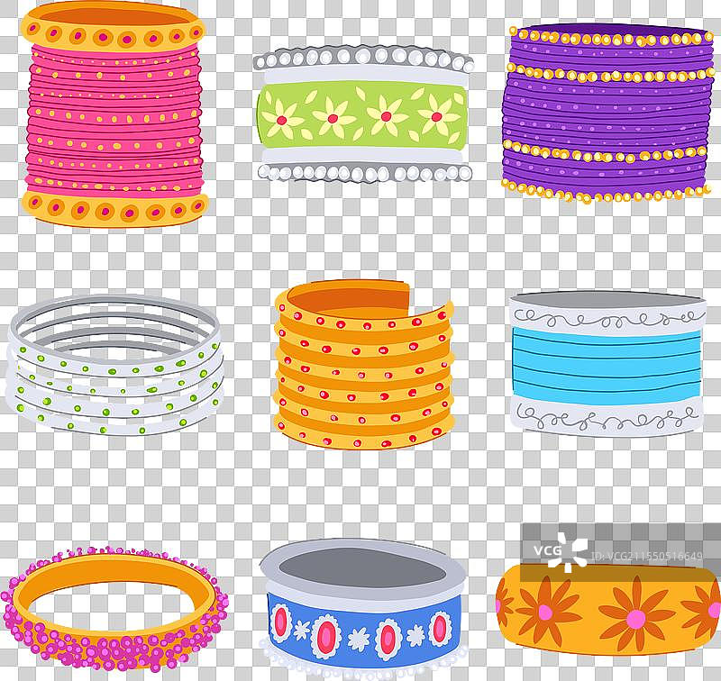 印度风格的卡通手链和耳环套装图片素材