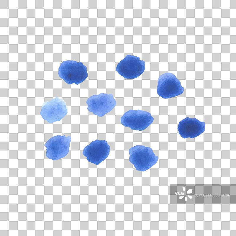 水彩滴落的蓝色画笔笔触图片素材