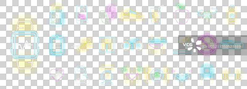 瘦身图标集霓虹灯风格图片素材