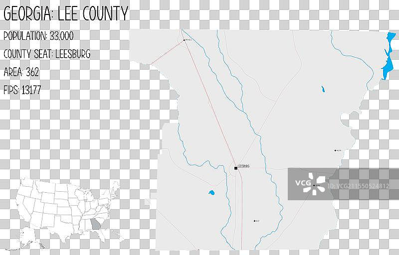 美国乔治亚州李县地图图片素材